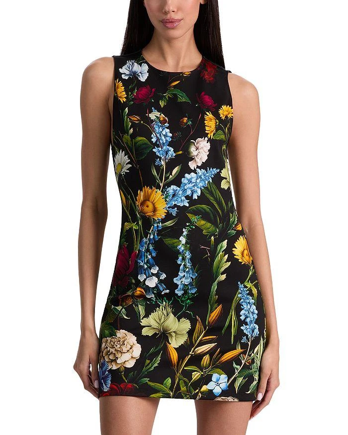 Alice + Olivia Wynell Floral Mini Dress - Social Hour Black