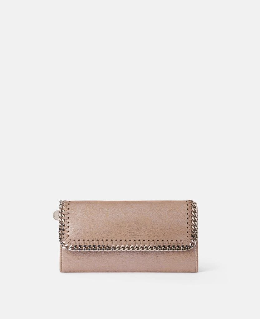 Stella McCartney Stella McCartney - Falabella Flap Continental Pearlescent Wallet, Woman, Pink pearl 1