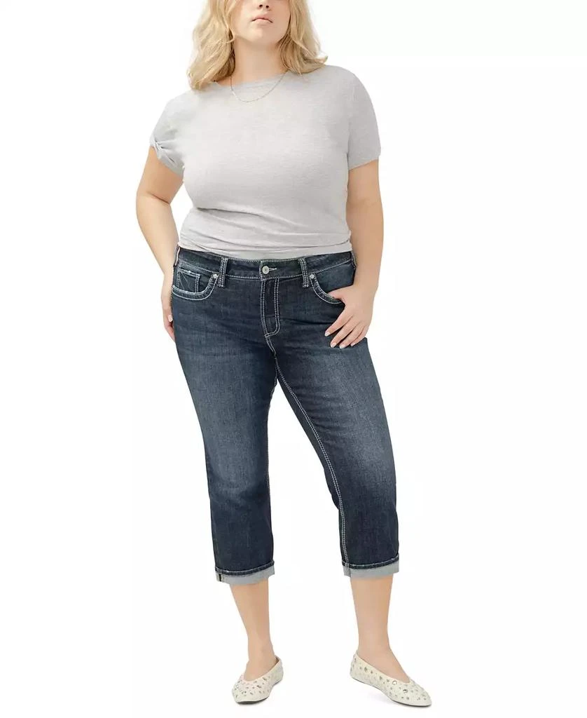 Silver Jeans Co. Plus Size Suki Mid-Rise Curvy Fit Capri Jeans 4