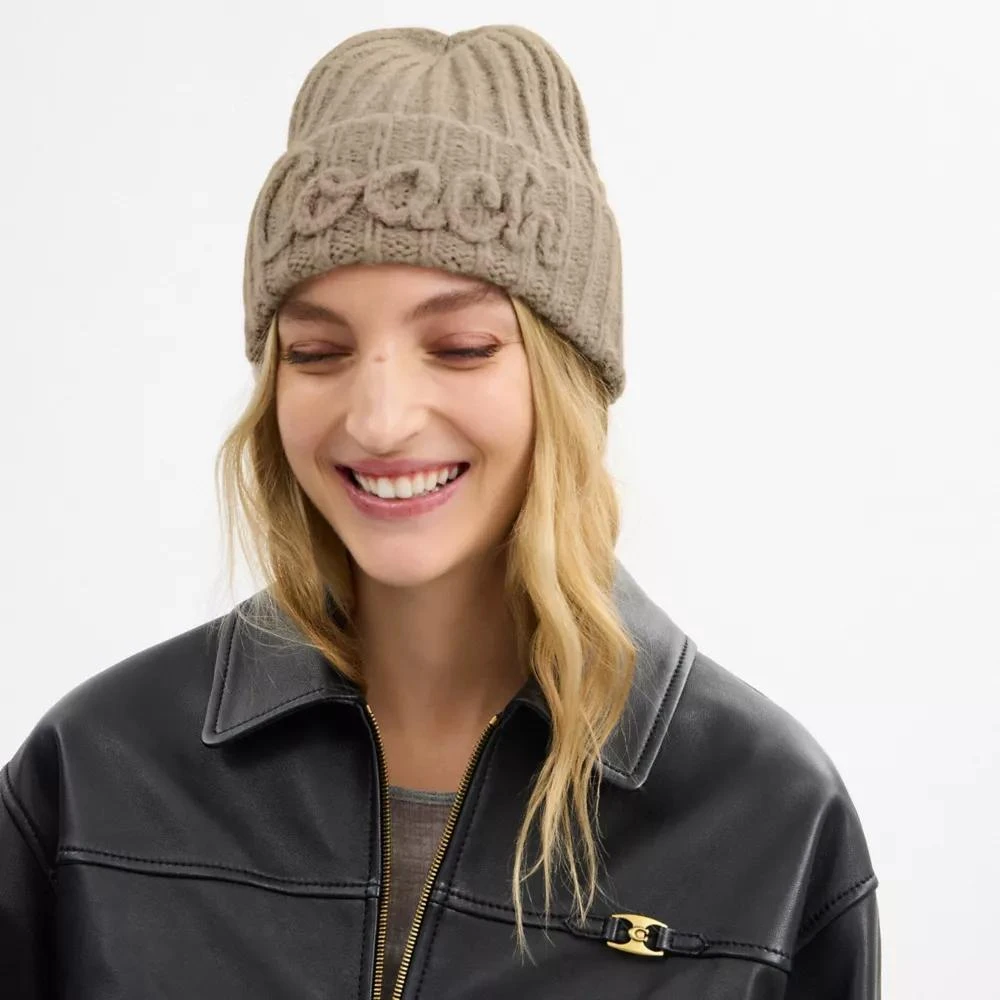 Coach Coach Script Knit Beanie 2