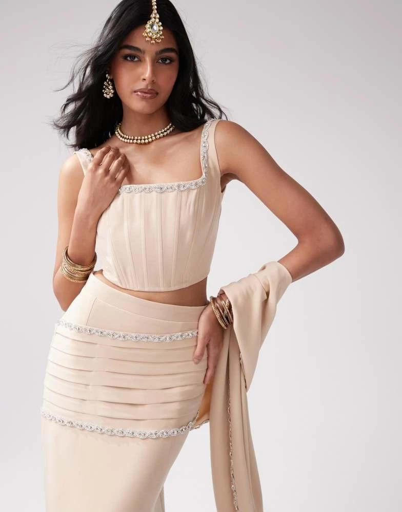 Kanya London Kanya London jewel trimmed corset top co-ord in gold 1