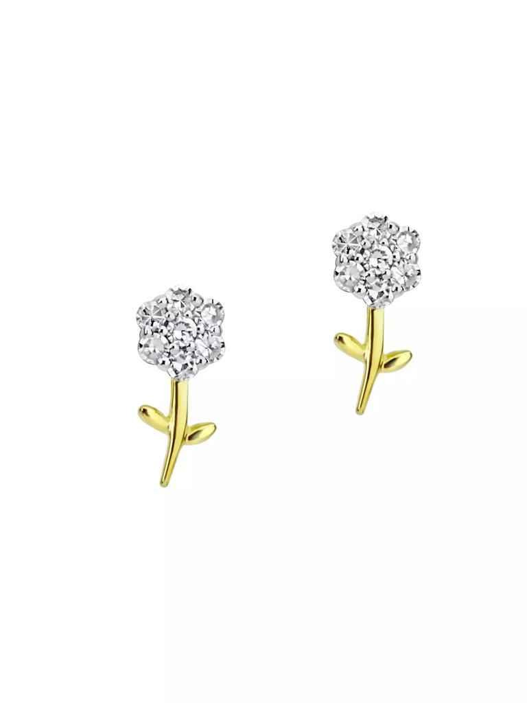 Meira T 14K Gold & Diamond Flower Stud Earrings