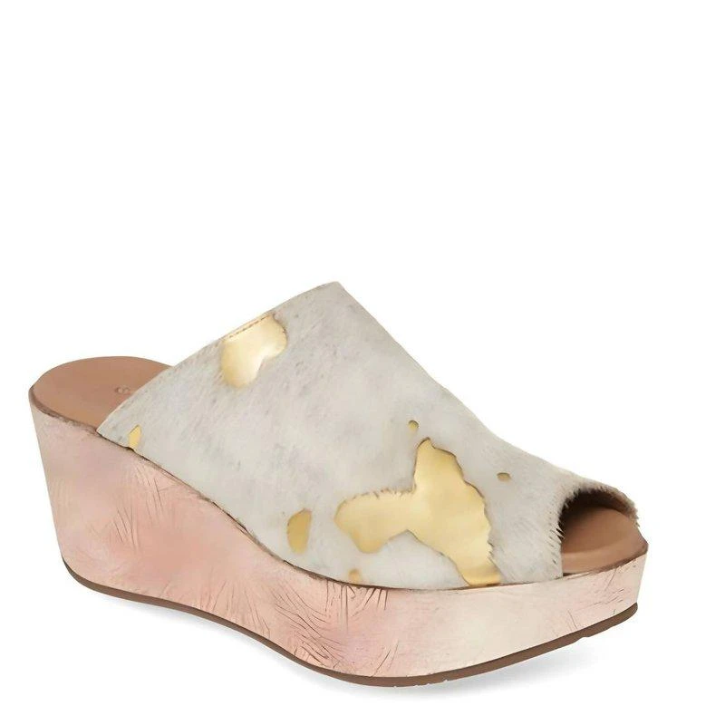 Chocolat Blu Yiona Wedge Sandals In Bronze Calf Hair 2