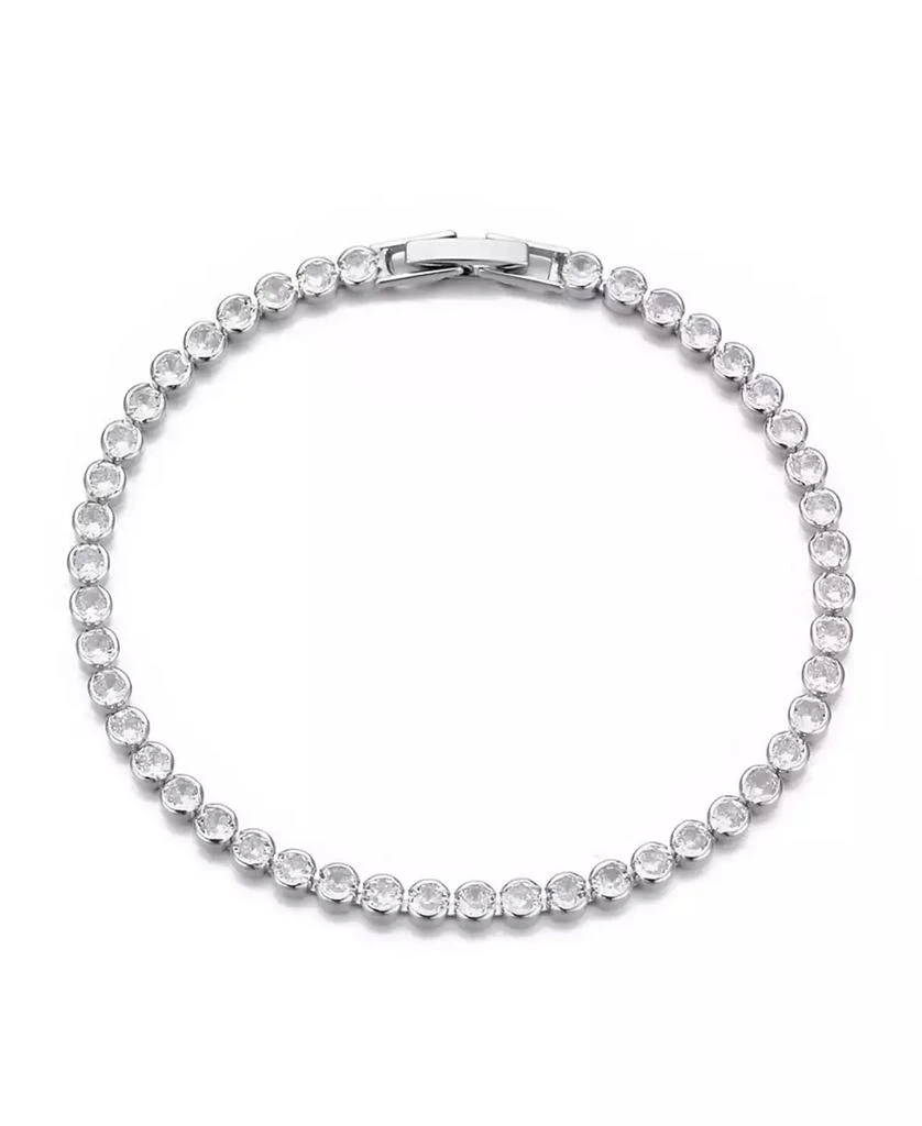 ADORNIA Silver Crystal Bezeled Tennis Bracelet
