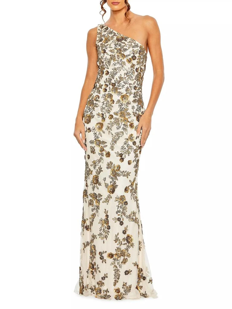 Mac Duggal Asymmetric Floral Beaded Gown 1
