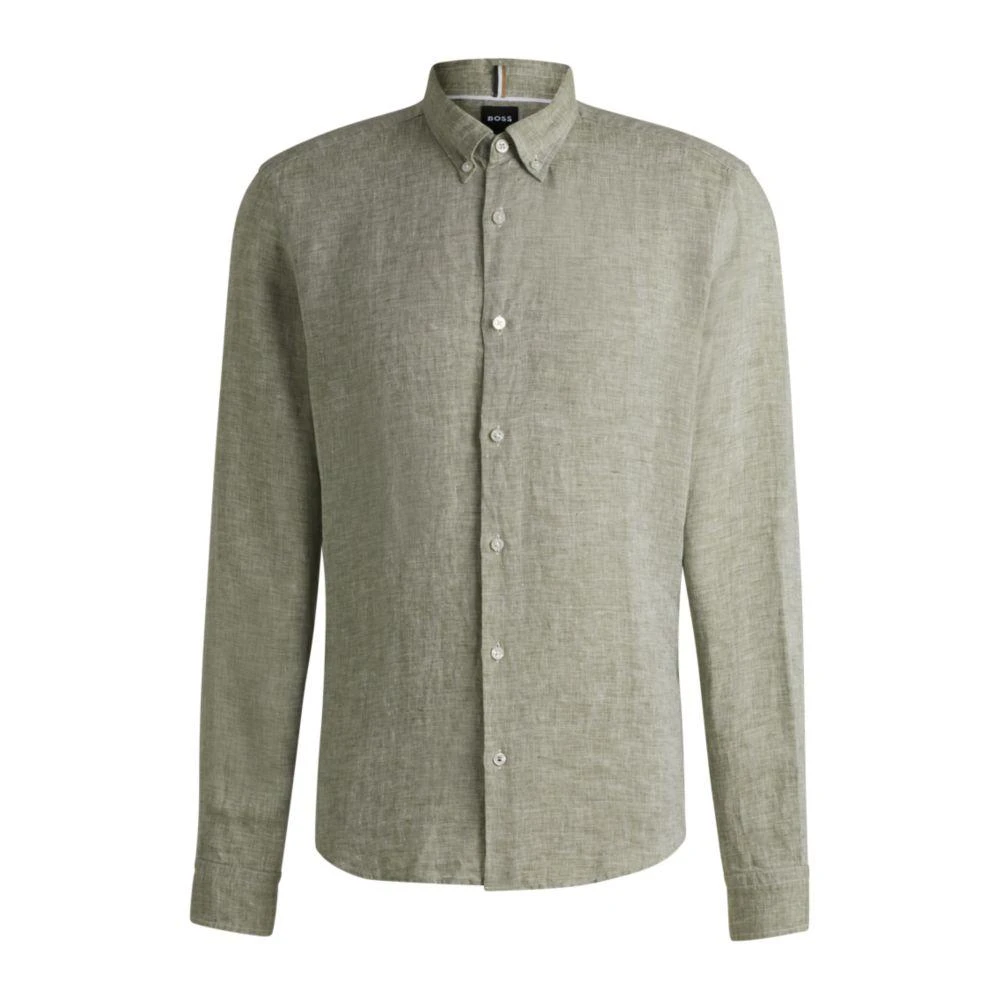 Hugo Boss Regular-fit button-down shirt in linen 1