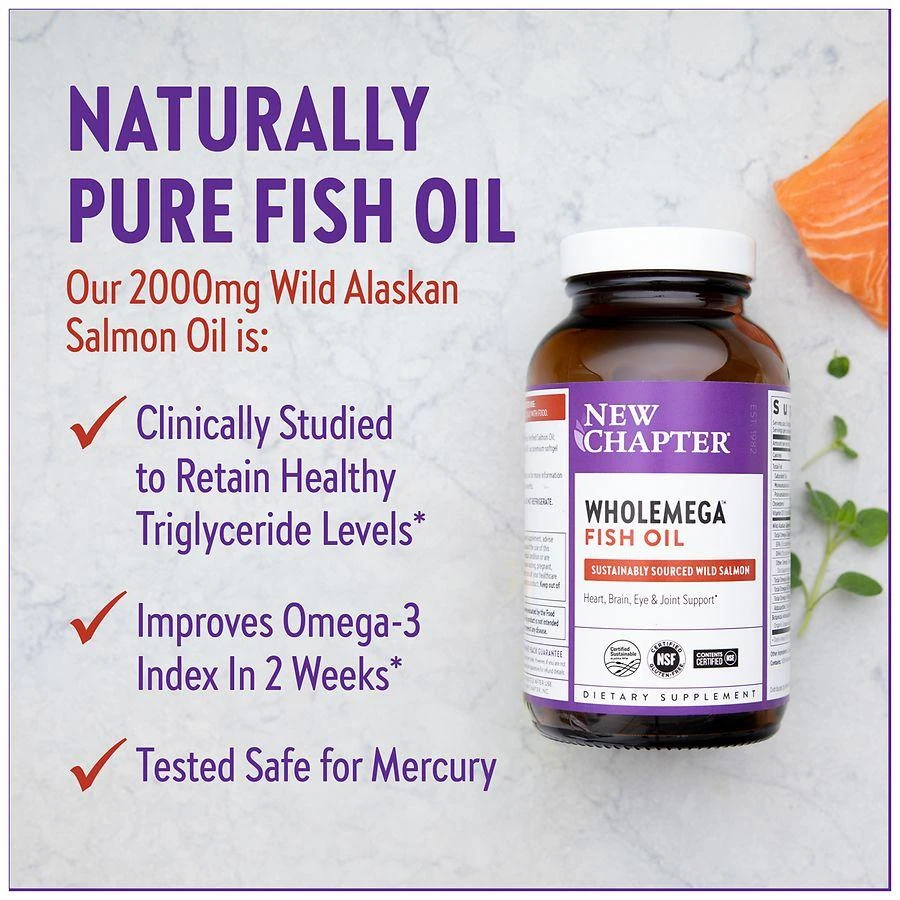 New Chapter Wholemega Fish Oil, Wild Alaskan Salmon Oil, Softgels 8