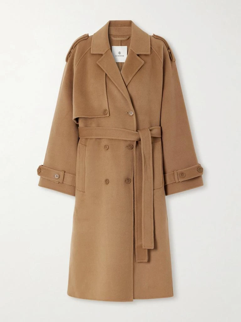 ANINE BING Rickie Wool And Cashmere-blend Trench Coat