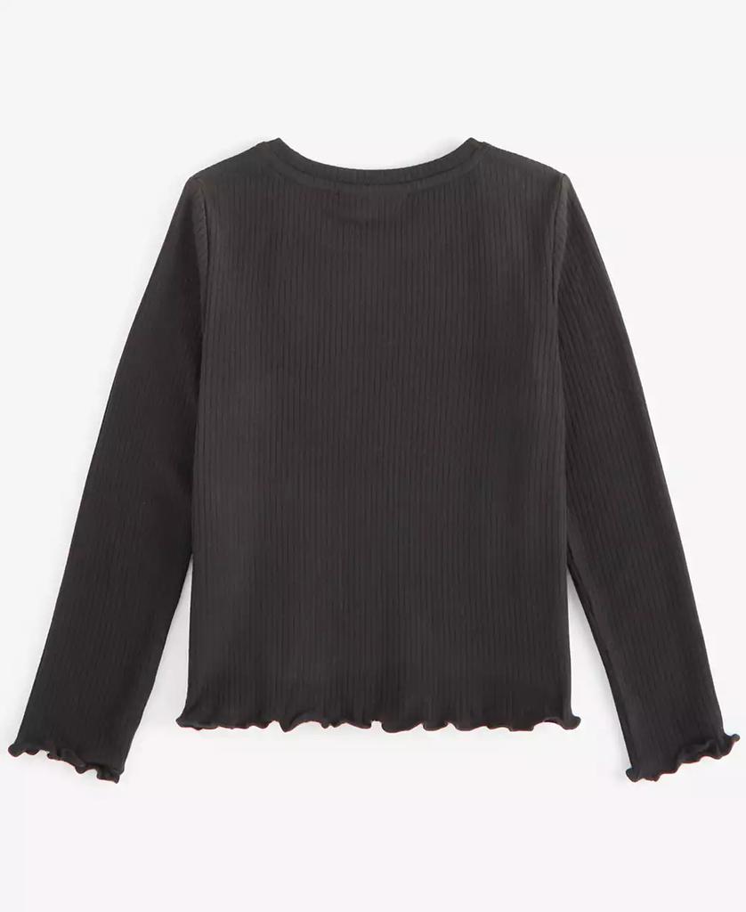 Epic Threads Toddler Girls Solid Ribbed Lettuce-Hem Top, Created for Macy's