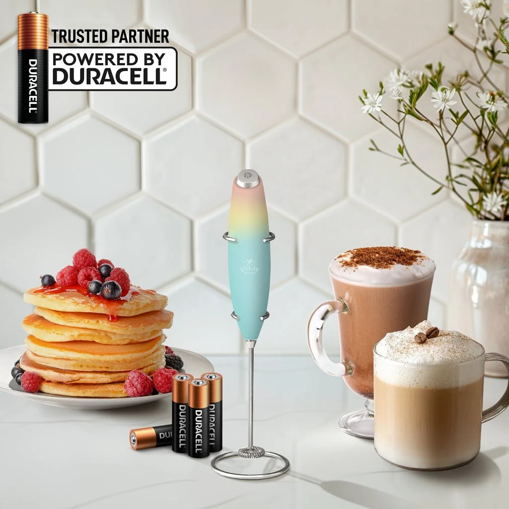Zulay Kitchen Handheld Milk Frother with 4 Duracell Batteries and Stand Included 5