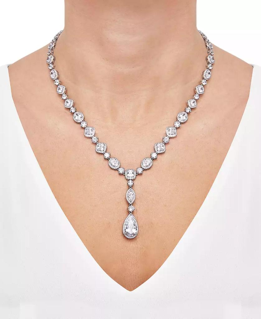 Arabella Cubic Zirconia Mixed Cut Teardrop 18" Lariat Necklace in Sterling Silver