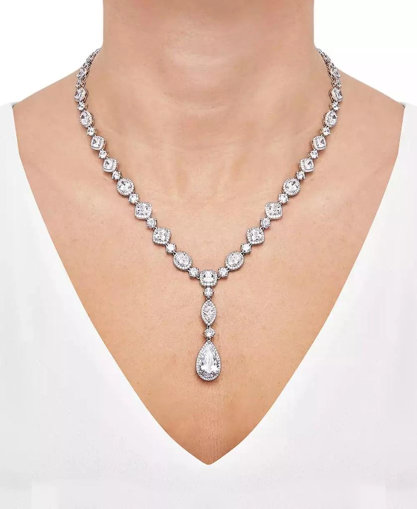 Arabella Cubic Zirconia Mixed Cut Teardrop 18" Lariat Necklace in Sterling Silver 2
