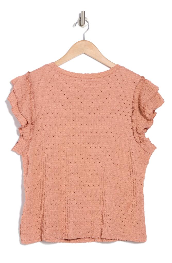 DR2 by Daniel Rainn Ruffle Sleeve Pointelle Knit Top