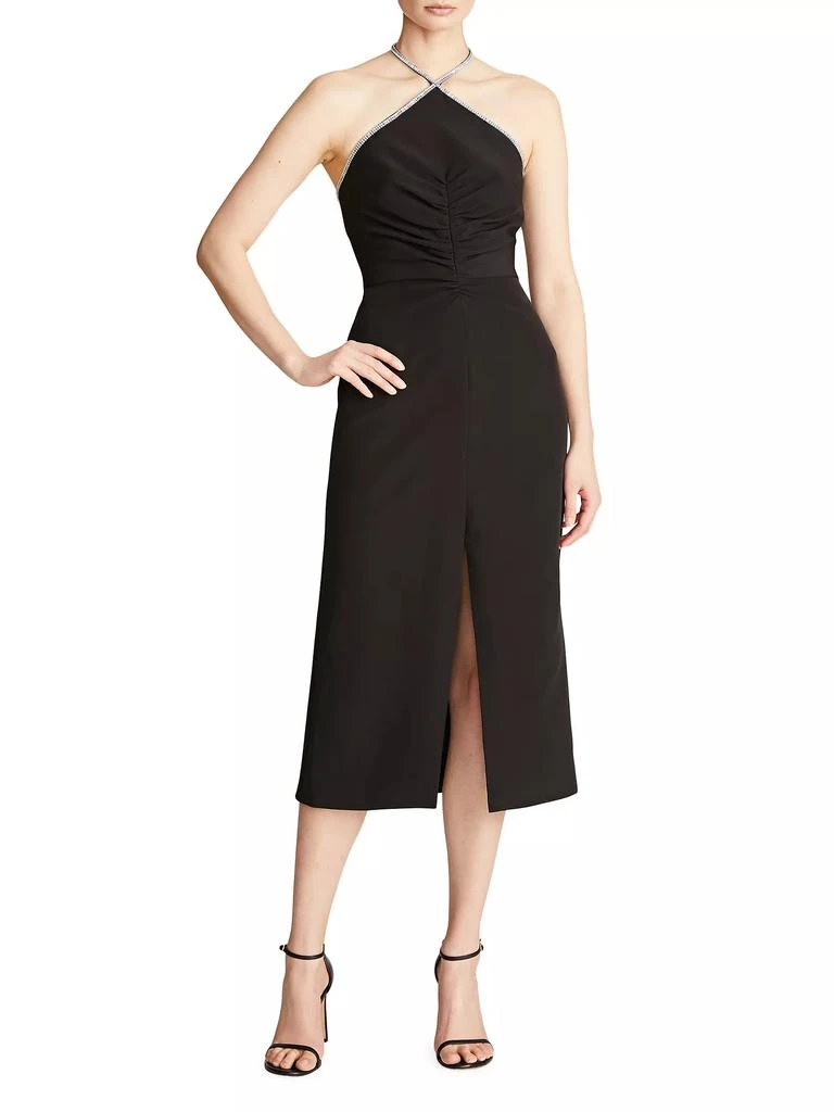 Halston Heritage Piper Halter Crystal-Trim Midi-Dress 3