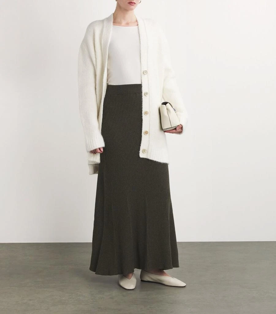 Johnstons of Elgin Cashmere Ribbed A-Line Midi Skirt 2