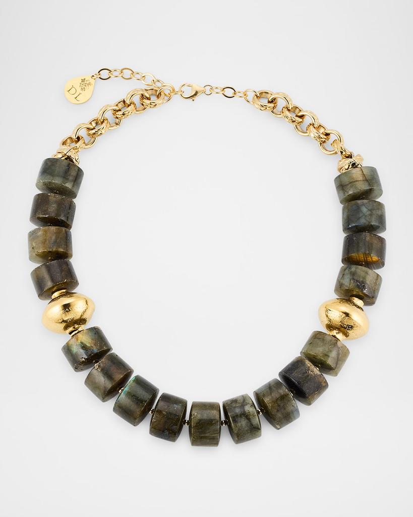 Devon Leigh Labradorite and Gold Accent Beaded Choker Necklace