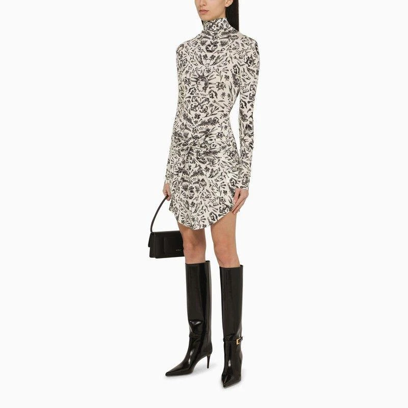 Off-White LONG-SLEEVED MINI DRESS WITH TATTOO PRINT 2
