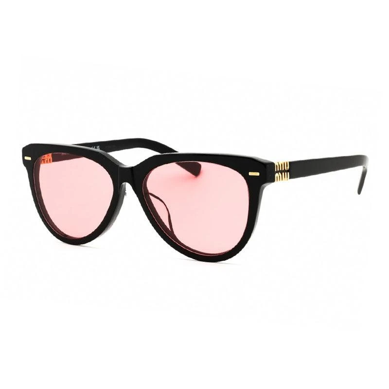 Shop Miu Miu Sunglasses Round Full Rim, Black Frame and Red  display picture 1