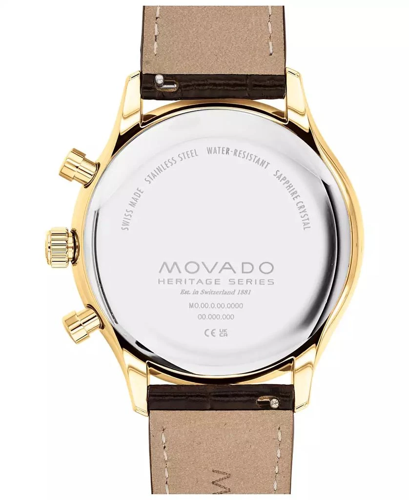Movado Men's Heritage Circa Swiss Quartz Chronograph Brown Genuine Leather Strap Watch 43mm 3