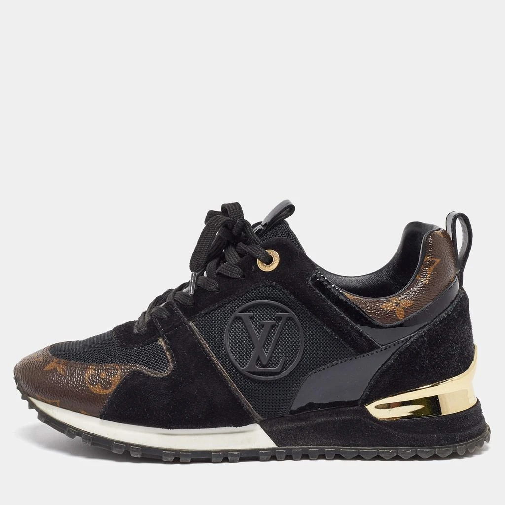 Louis Vuitton Louis Vuitton Black/Brown Monogram Canvas and Mesh Run Away Low Top Sneakers Size 37 1