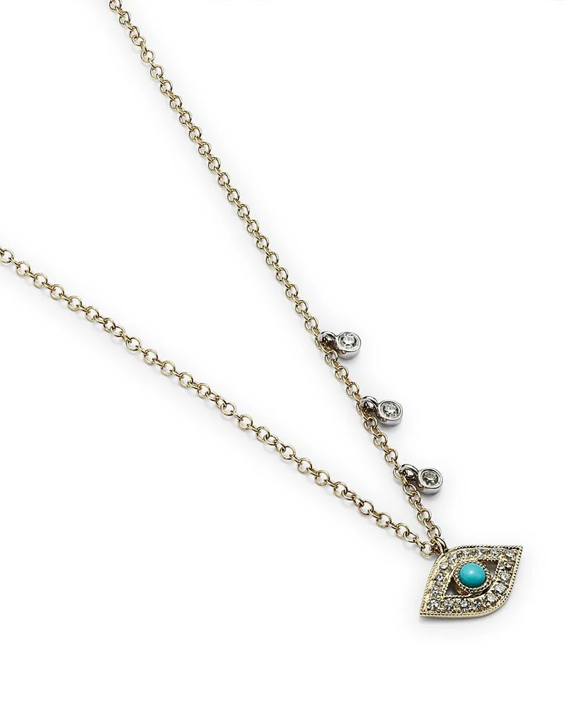 Meira T 14K Yellow Gold & 14K White Gold Diamond & Turquoise Evil Eye Adjustable Pendant Necklace, 18" 3