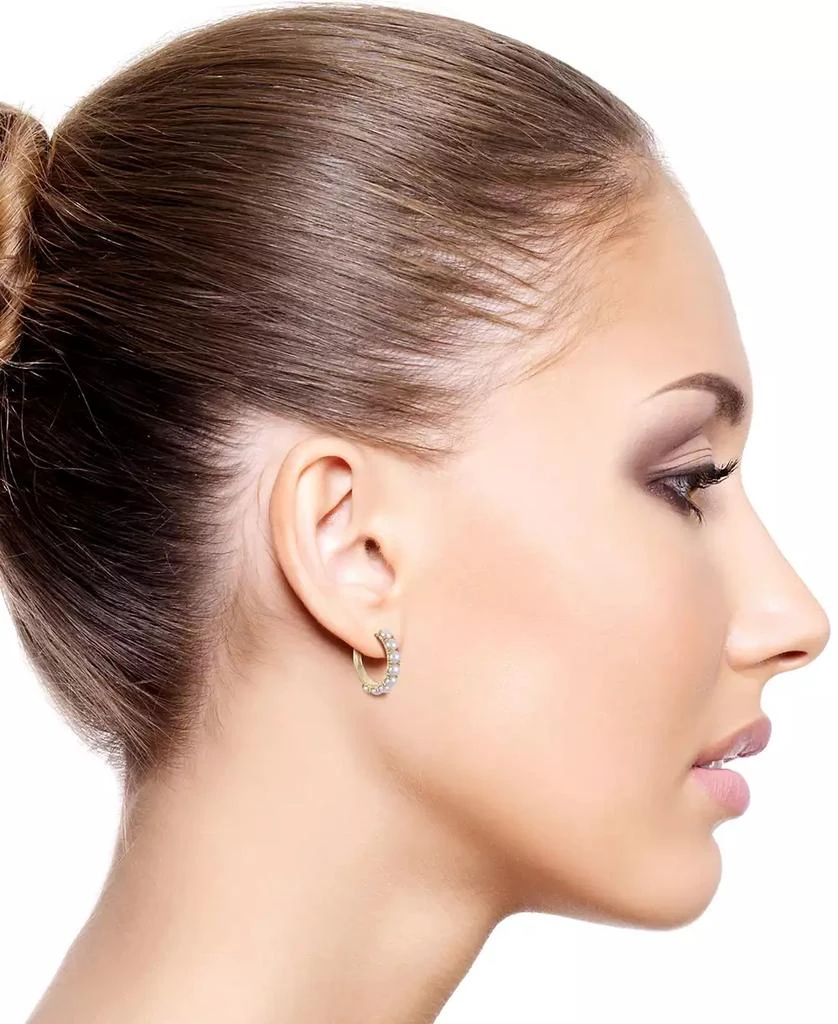 Macy
s Cultured Freshwater Pearl (2-1/2-3mm) Small Hoop Earrings in 14k Yellow Gold Over Sterling Silver, 1/2" 2