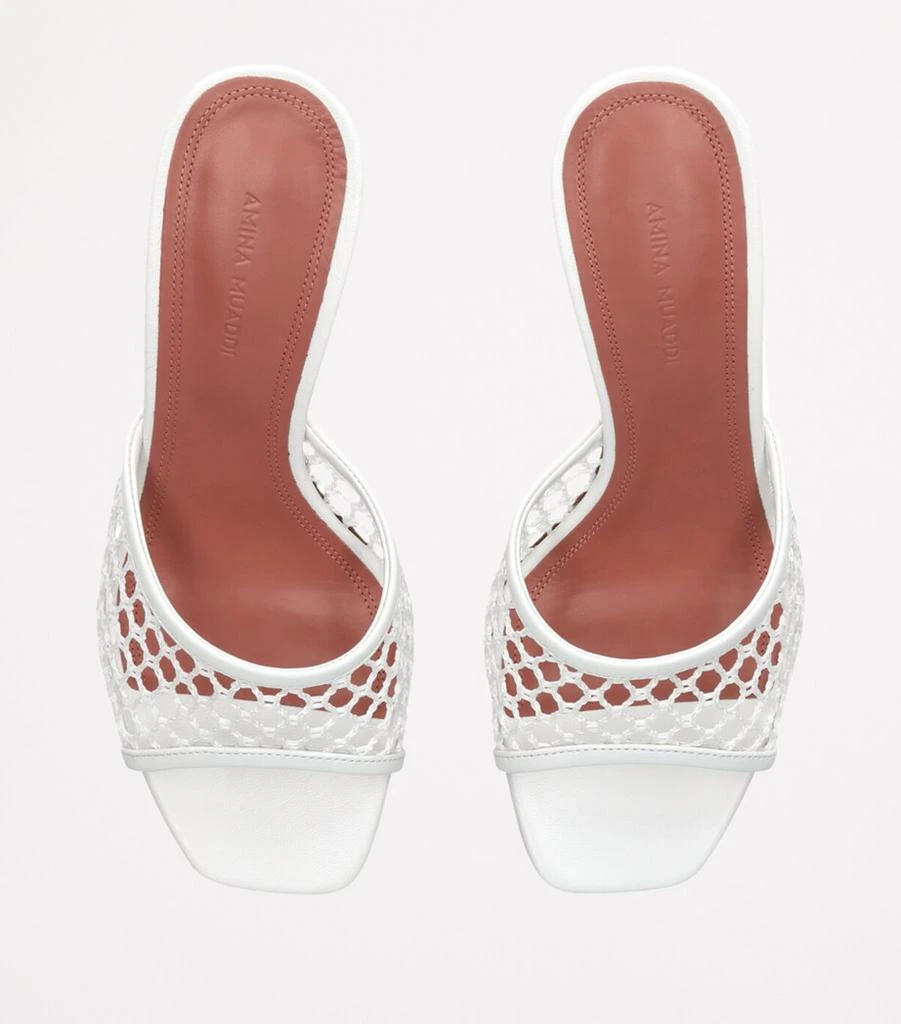 Amina Muaddi Leather Lupita Net Mules 70 4
