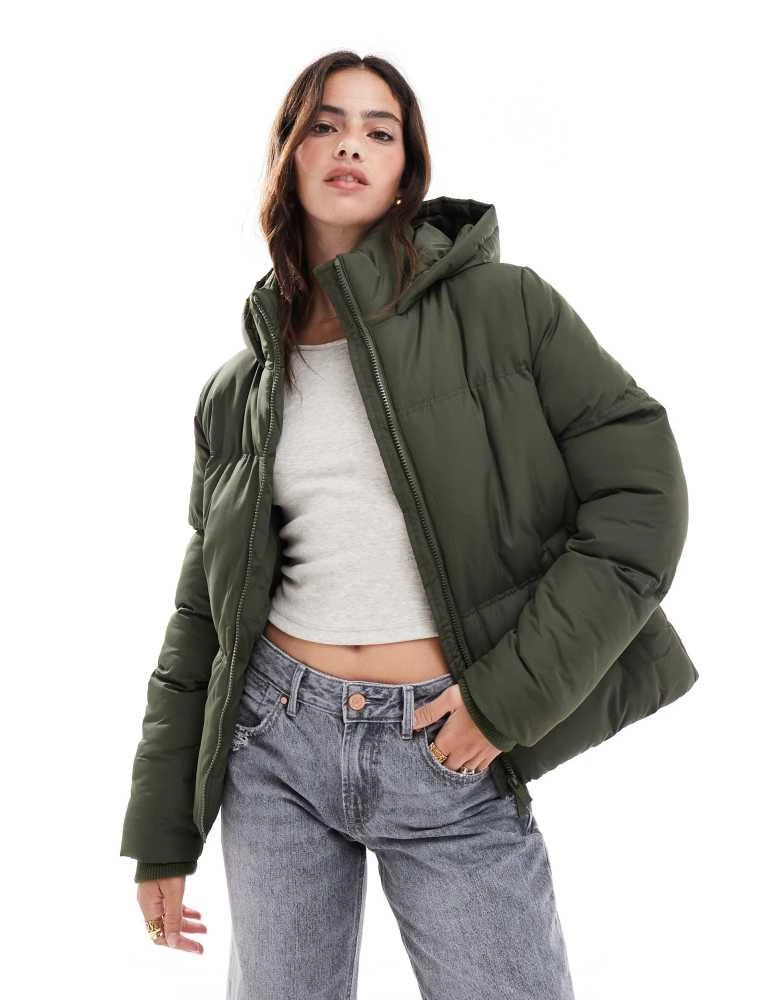 French Connection French Connection hooded puffer jacket in khaki 1