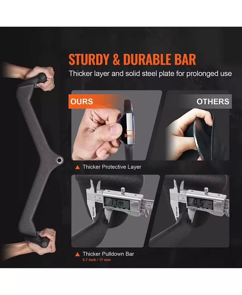 SUGIFT SUGFIT LAT Pulldown Bar Set 7-Piece Cable Row T-Bar V-Bar Attachments Rubber Grip 5