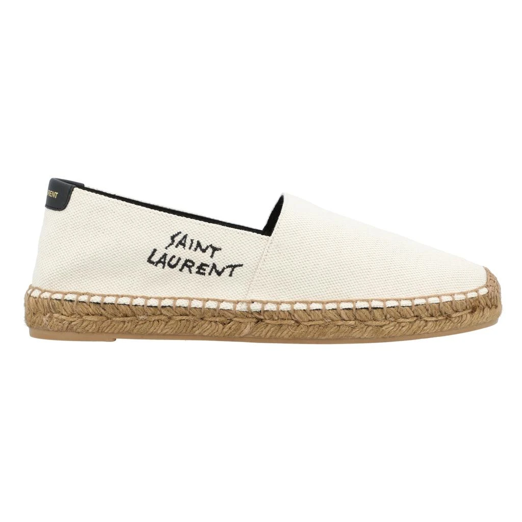 Yves Saint Laurent Embroidered Espadrilles In Canvas Beige 6