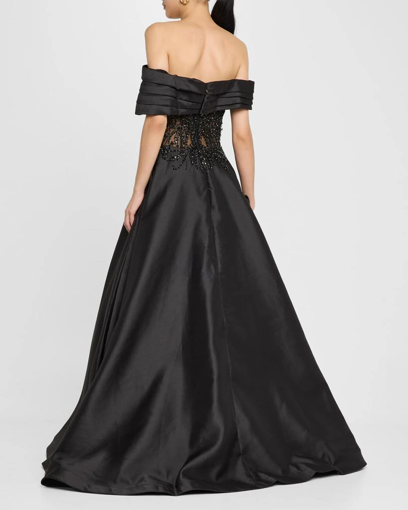 Jovani Pleated Off-Shoulder Lace-Embellished Gown 3