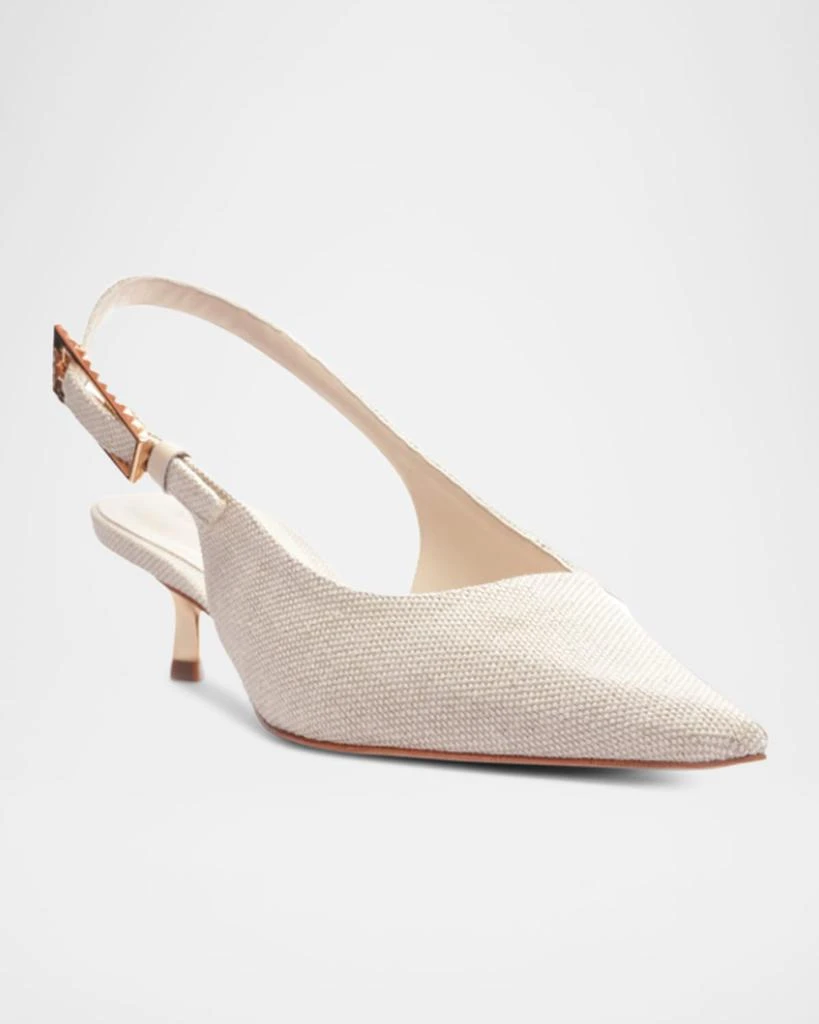Schutz Ciara Linen Kitten Slingback Pumps 2