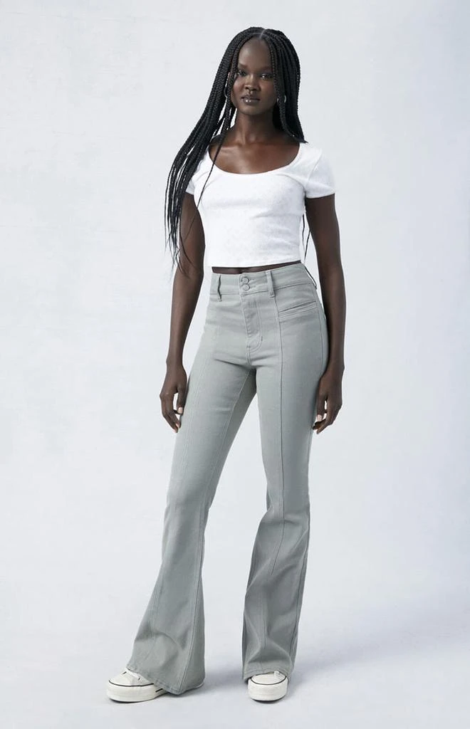 PacSun Army Green High Waisted Flare Pants 2