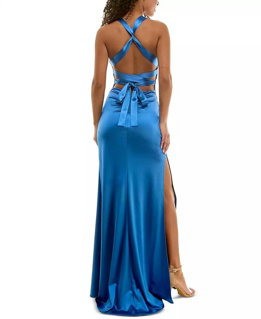 B Darlin Juniors' Strappy-Back Satin Gown, Created for Macy's 2