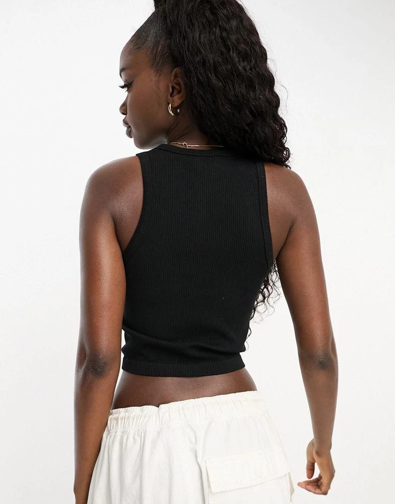 Stradivarius Stradivarius high neck seamless ribbed vest top in black 4