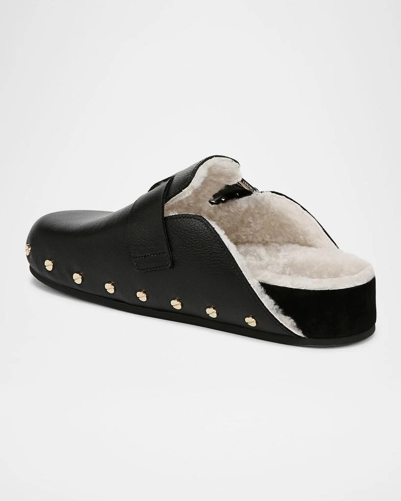 VERONICA BEARD Fern Leather Shearling Rivets Clogs 3