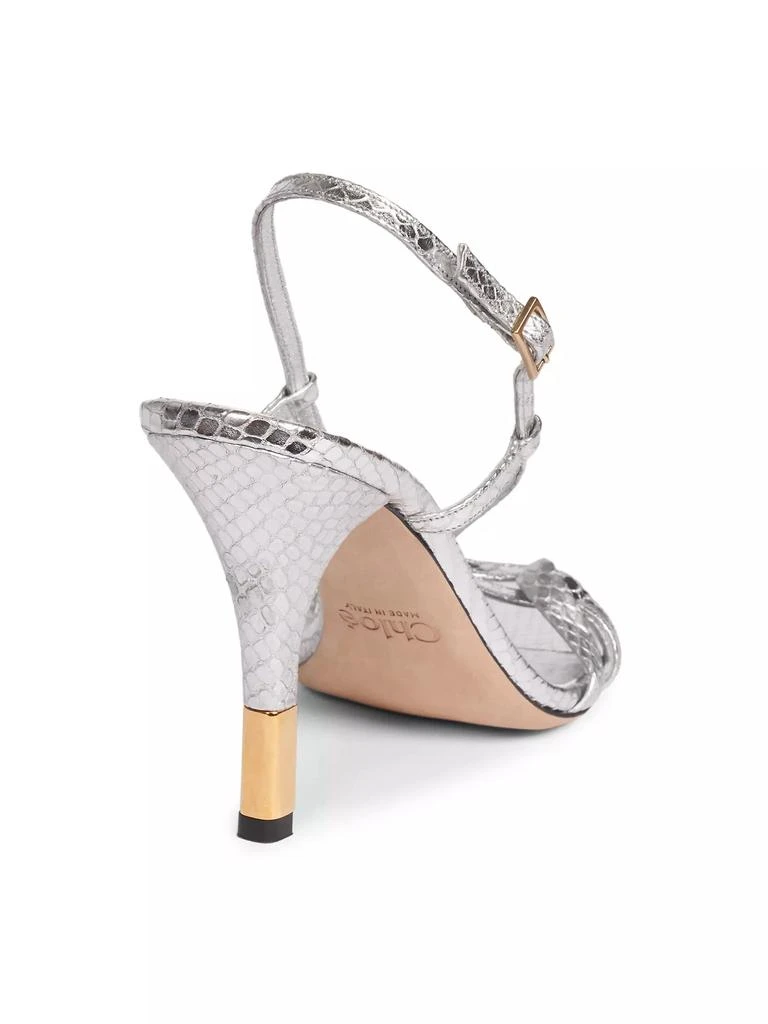 Chloé Nour Crocodile-Embossed Metallic Leather Sandals 3