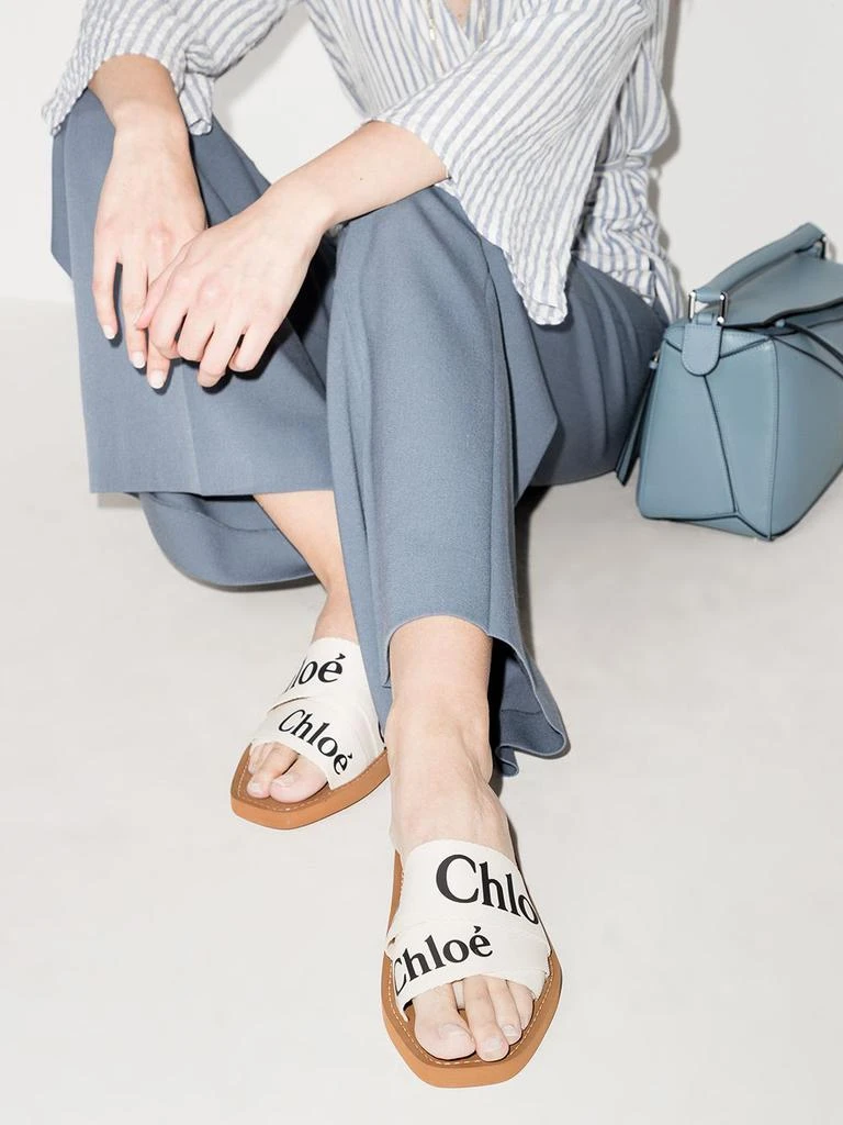 Chloé CHLOÉ - Woody Linen Flat Sandals 3