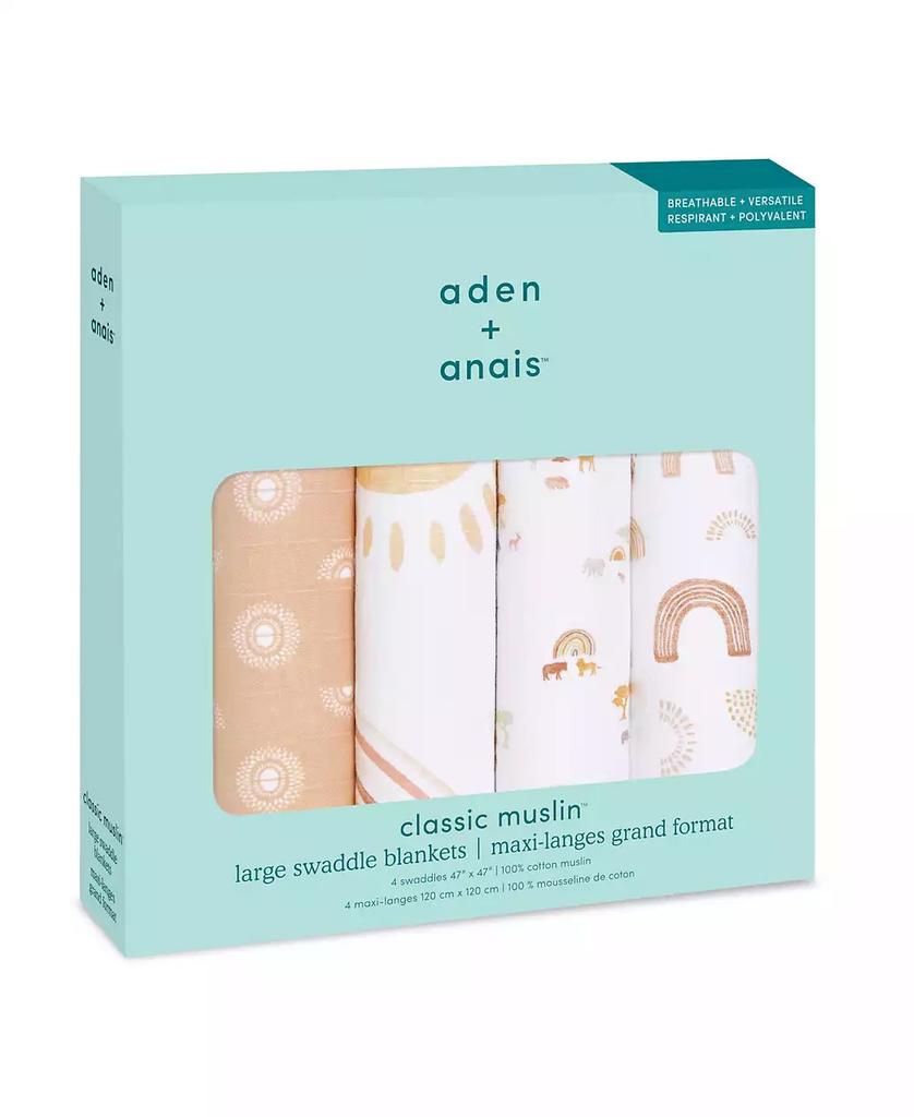 aden + anais Baby Girls Keep Rising Swaddle Blankets, Pack of 4
