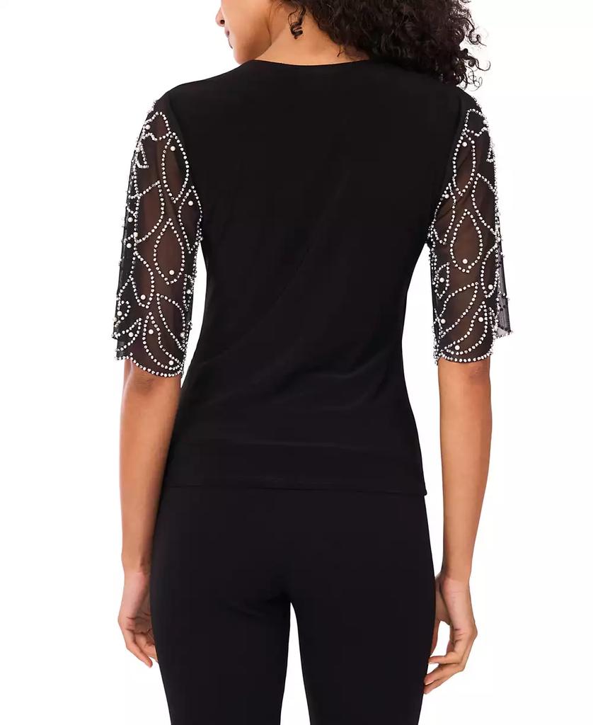 MSK Women's V-Neck Short-Sleeve Top