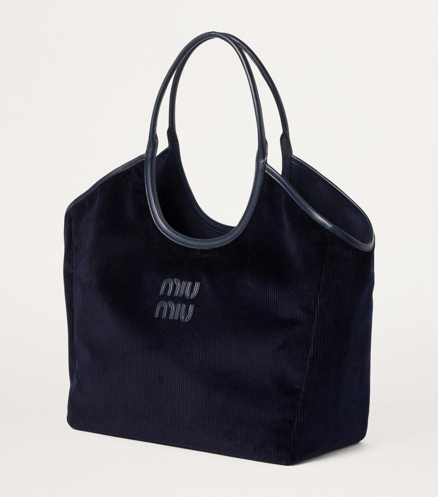 MiuMiu＊IVY corduroy shopping bag ショッピングバッグ＊送料込 Miu Miu Ivy Tote Bag in Navy | FWRD