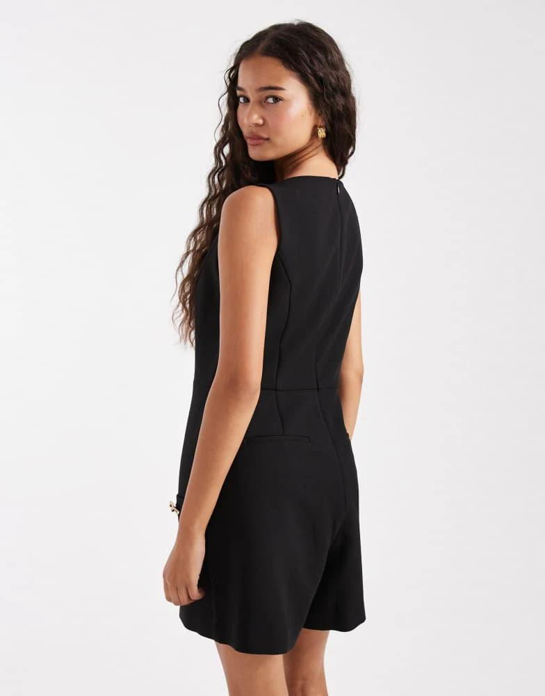 French Connection French Connection tailored playsuit with gold button detail in black 3