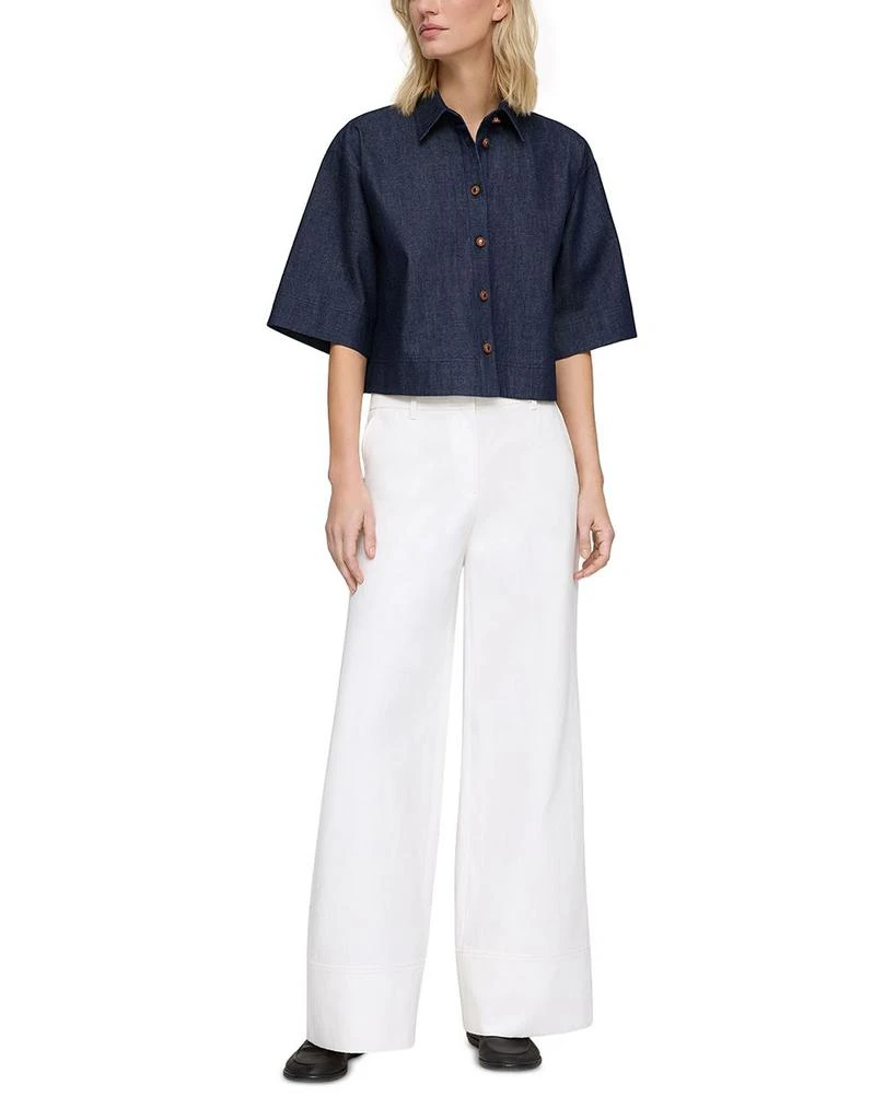 Lafayette 148 New York Button Front Cropped Top 2