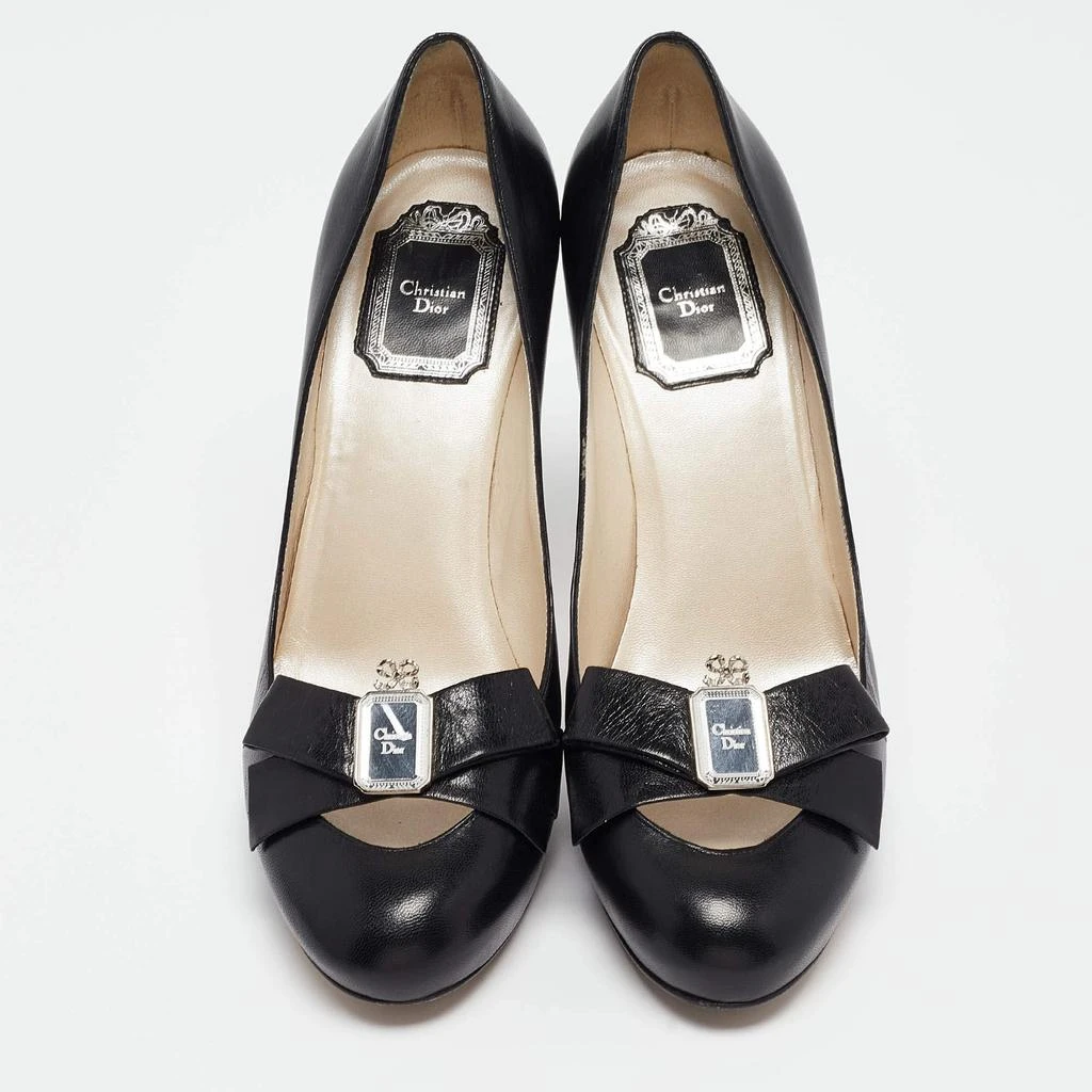 Dior Dior Black Leather Bow Crystal Embellished Pumps Size 38 3