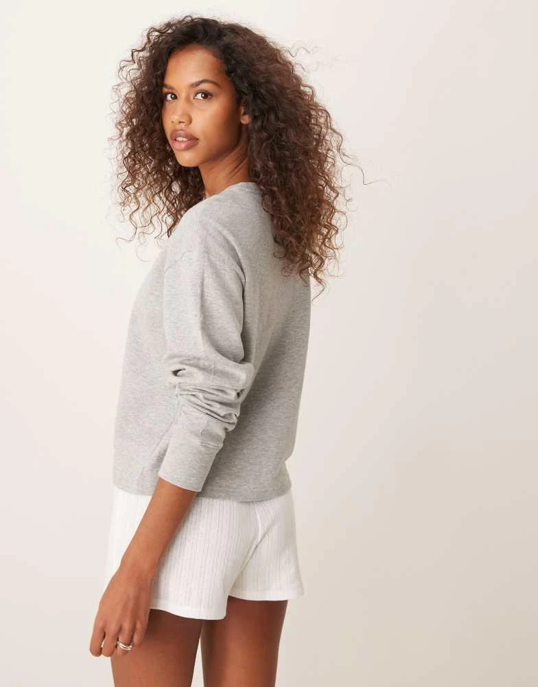 Calvin Klein Calvin Klein Modern Terry relaxed crew neck logo sweatshirt in grey 3