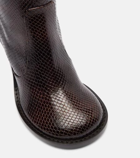 Dries Van Noten Snake-effect leather knee-high boots 5