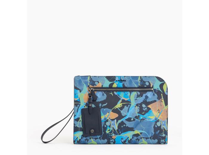 le tanneur Pochette 13 Emile en cuir signature T