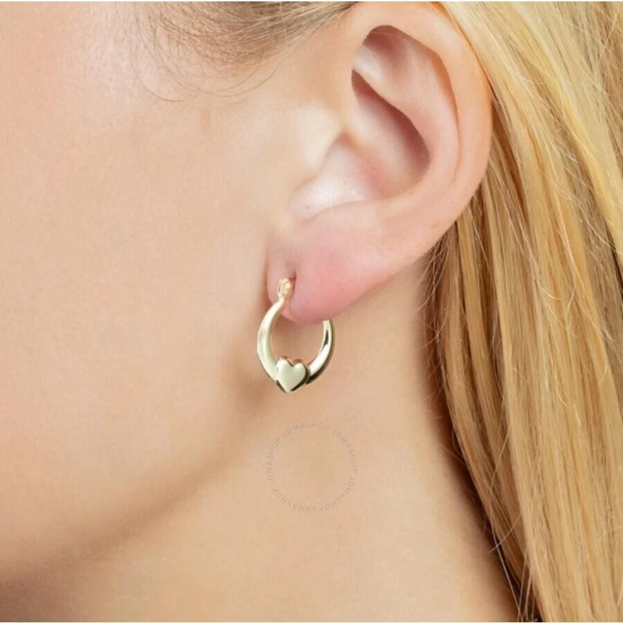 Tresorra 14K Yellow Gold Small Heart Hoop Earrings 2