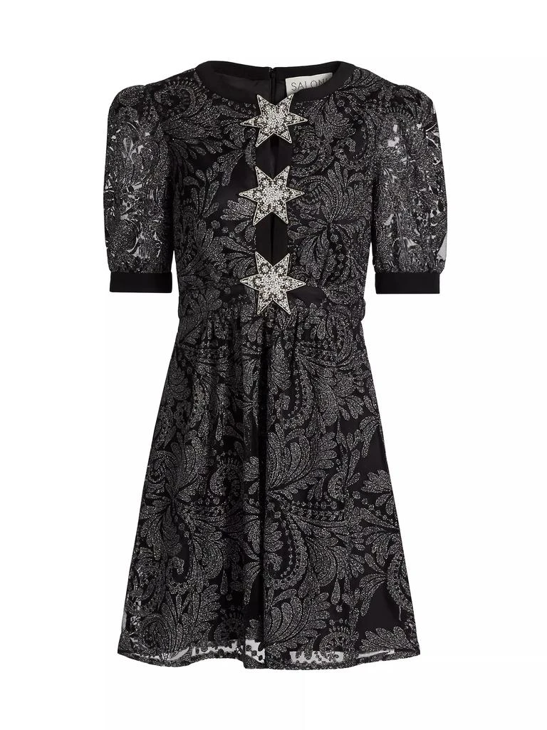 Saloni Jamie Paisley Tulle Minidress 1