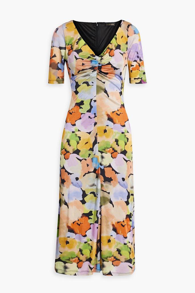 Stine Goya Jose ruched floral-print satin-jersey midi dress